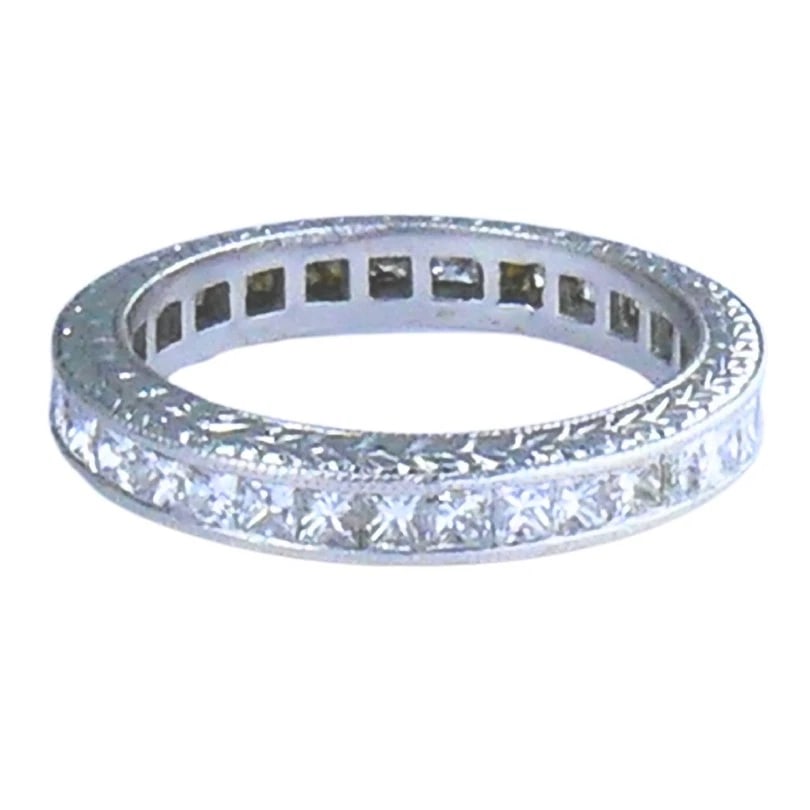 Michael Beaudry Princess Cut Diamond ETERNITY BAND Platinum Size 6 Wedding Ring - 8