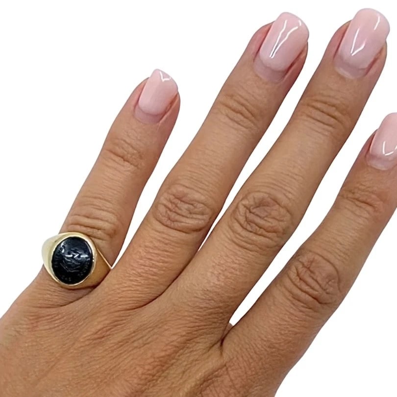 Antique Signet Ring Carved Carnelian 10k Gold - 3