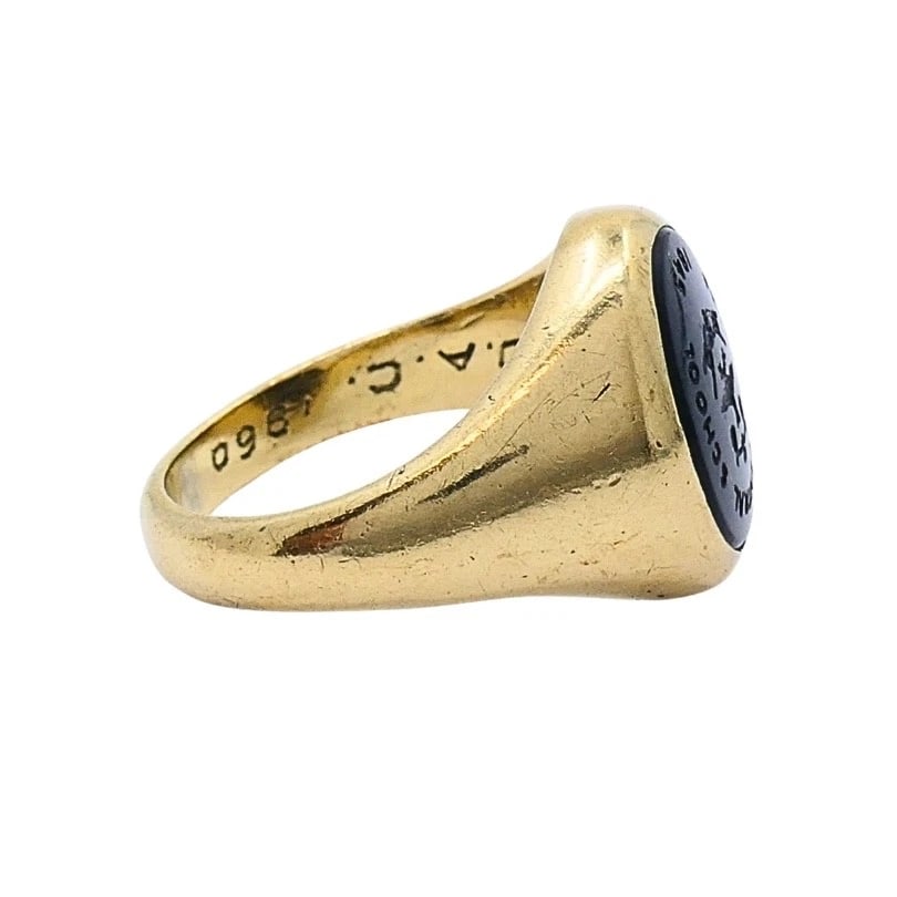 Antique Signet Ring Carved Carnelian 10k Gold - 6