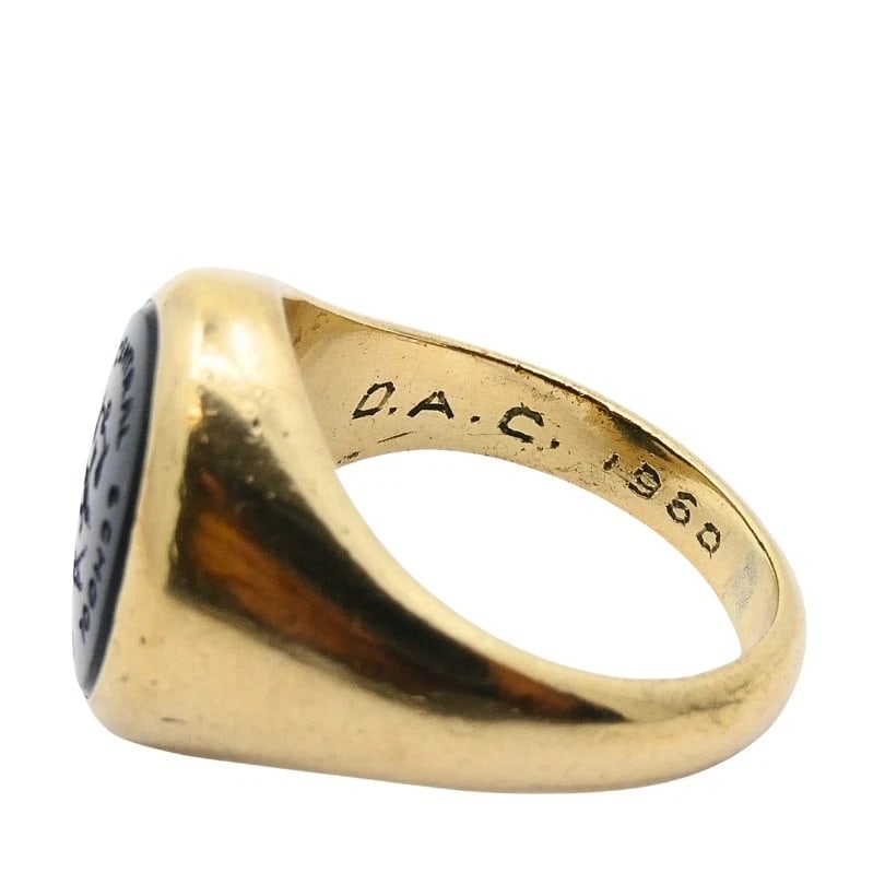 Antique Signet Ring Carved Carnelian 10k Gold - 9