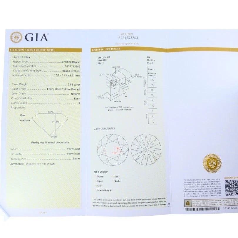 14k White Gold RING Fancy Yellow Orange Diamond GIA Double Halo Estate Jewelry - 3