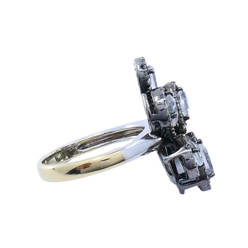 14k Gold Diamond Floral Cocktail Ring - 6