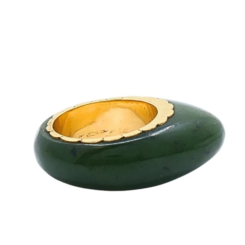 Vintage Ring 14k Gold Dome Jade Ring - 6