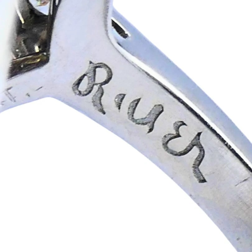 Vintage Dome RING Ruser Platinum Diamond Sapphire Estate Jewelry - 6