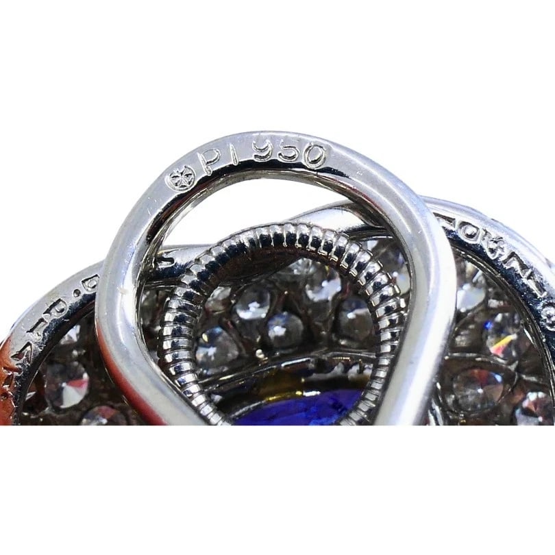 Vintage Heart Shaped EARRINGS Platinum Diamond Heart Cut Sapphire Estate Jewelry - 9