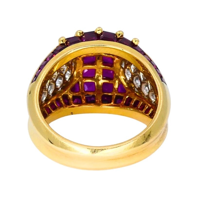 Oscar HEYMAN Vintage Cocktail RING Gold Platinum Ruby Diamond Estate Jewelry - 9