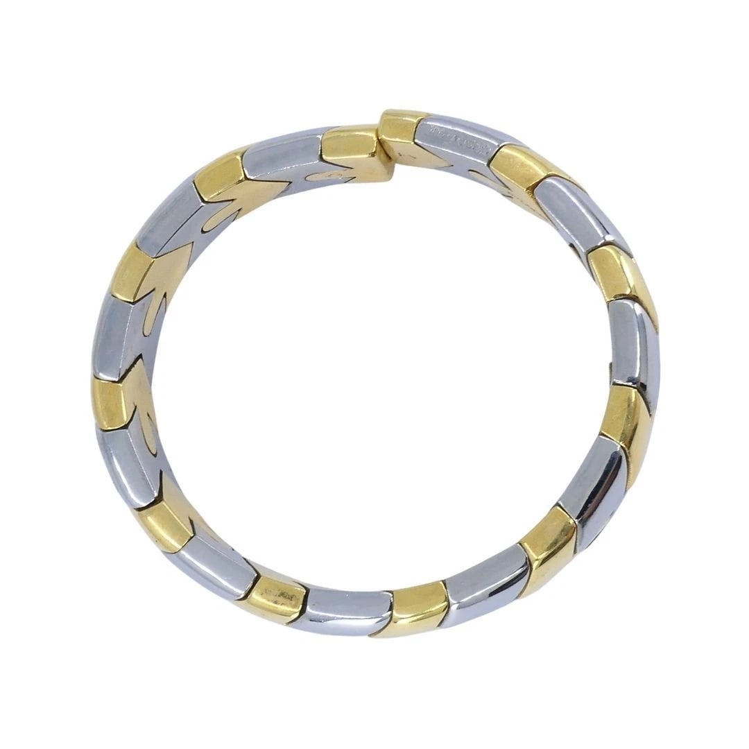 Vintage Bvlgari 18k Gold Steel Alveare Cuff Bracelet - 8