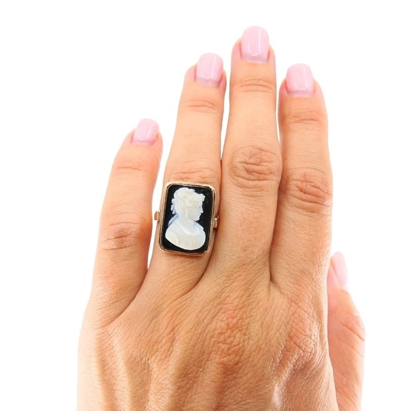Antique Ring 14k Carved Cameo - 3