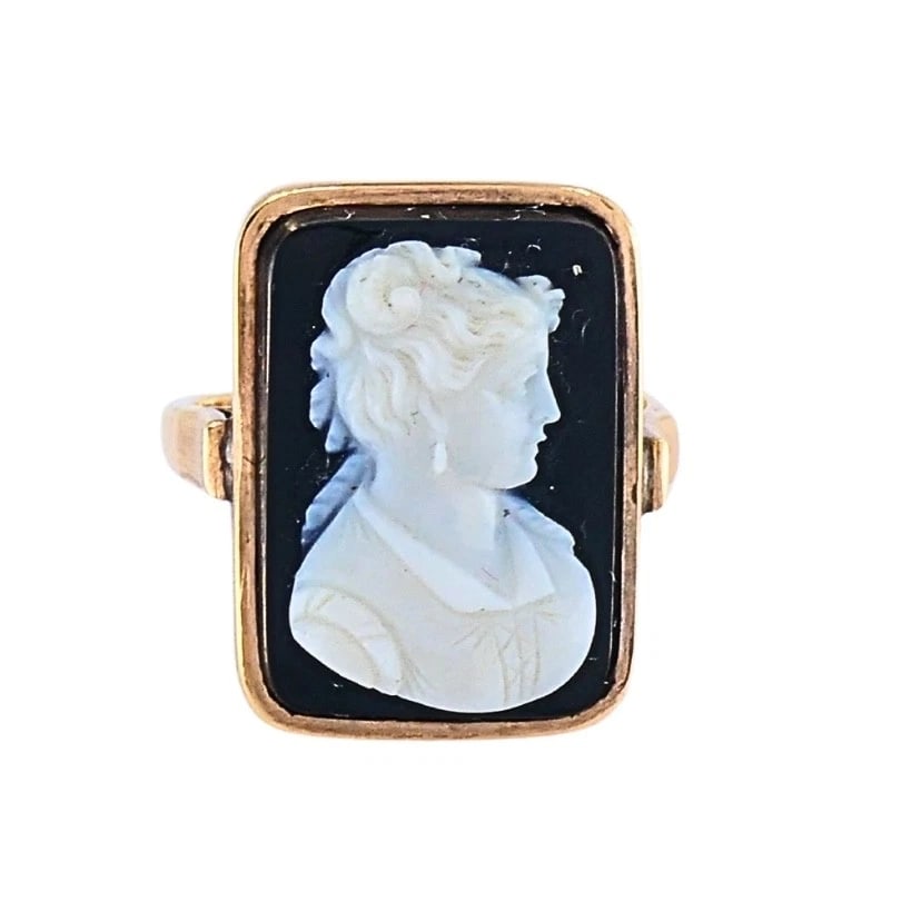 Antique Ring 14k Carved Cameo - 4