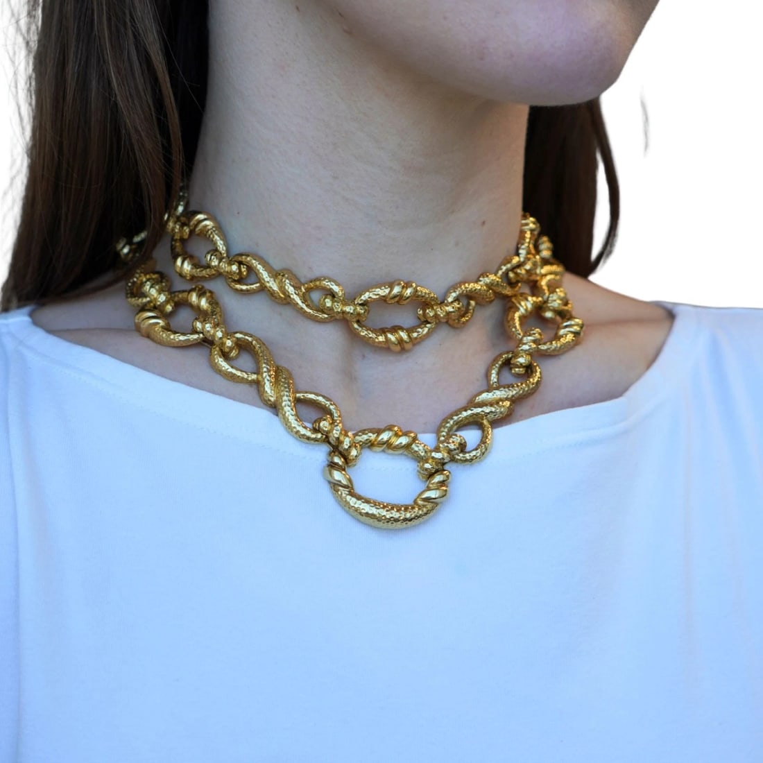 Vintage Wander 18k Hammered Gold Convertible Necklace - 5