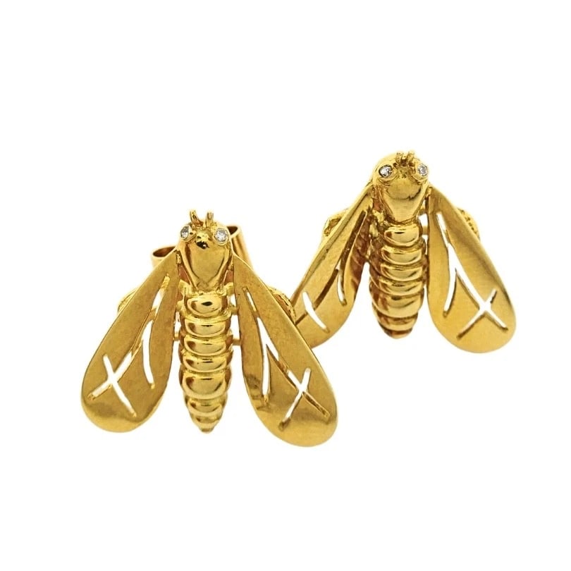 Chaumet 18k Gold Diamond Bee Earrings - 4