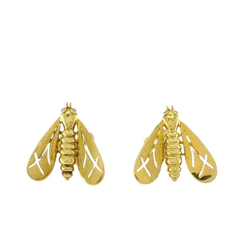 Chaumet 18k Gold Diamond Bee Earrings - 8