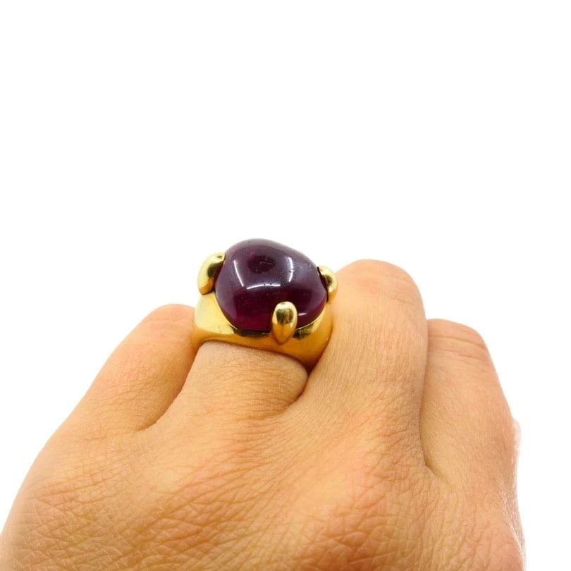 Pomellato 18K Yellow Gold Heart Tourmaline Ring - 4