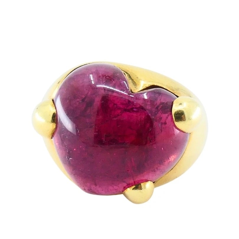 Pomellato 18K Yellow Gold Heart Tourmaline Ring - 5