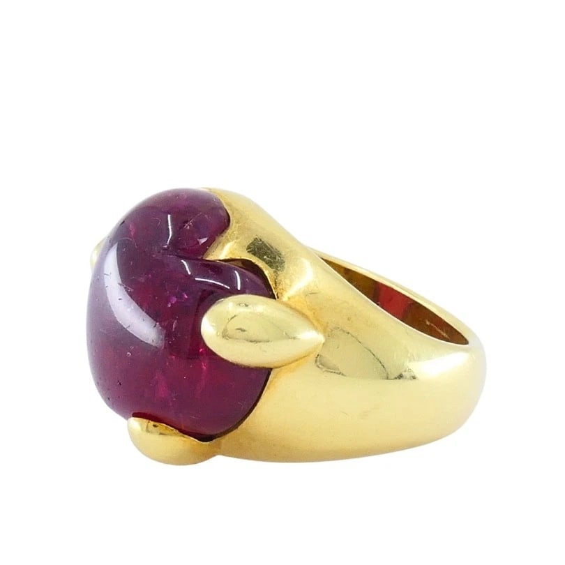 Pomellato 18K Yellow Gold Heart Tourmaline Ring - 6