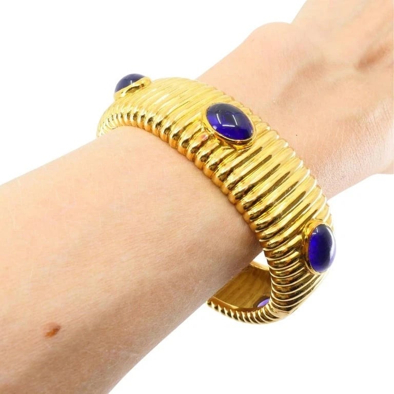 Amethyst Bracelet 18k Gold Bangle Vintage Jewelry - 10