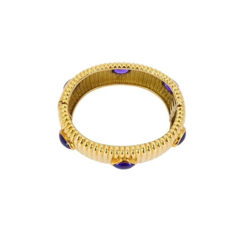 Amethyst Bracelet 18k Gold Bangle Vintage Jewelry - 3