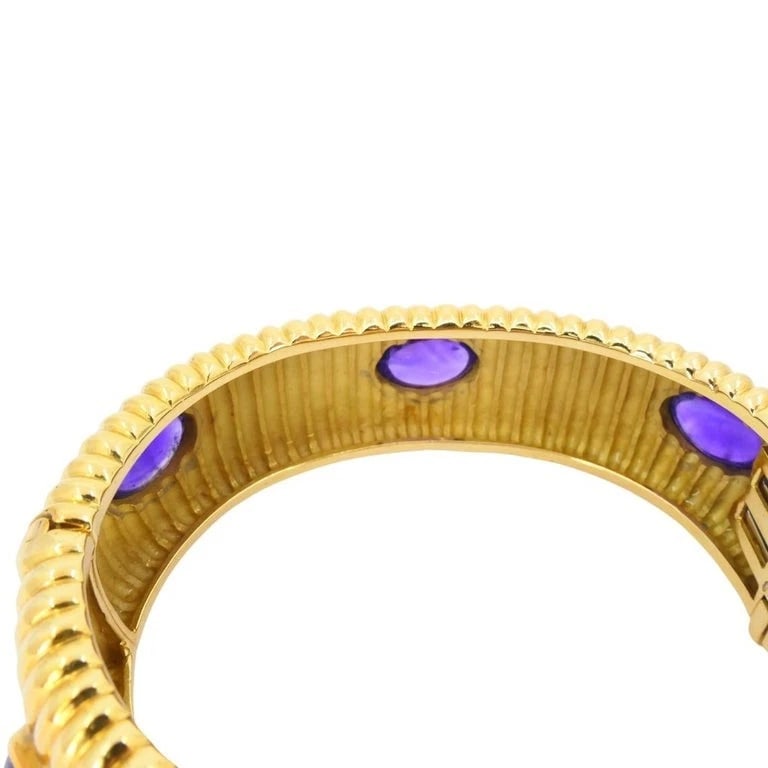 Amethyst Bracelet 18k Gold Bangle Vintage Jewelry - 4