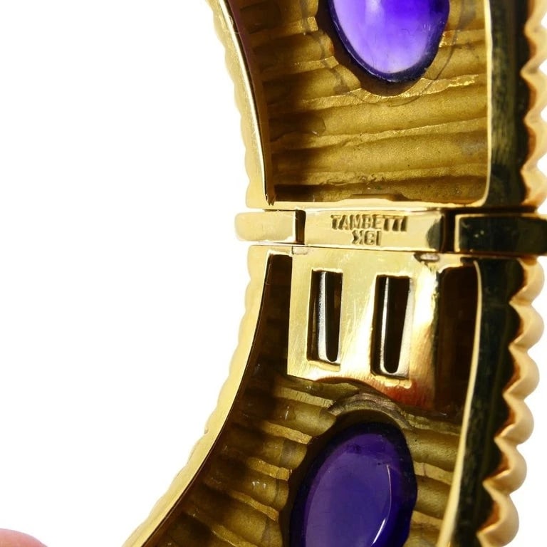 Amethyst Bracelet 18k Gold Bangle Vintage Jewelry - 6