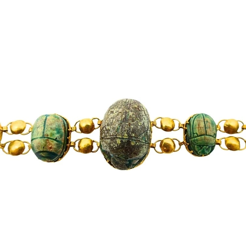 18K Gold Bracelet Ancient Egyptian Scarabs - 7