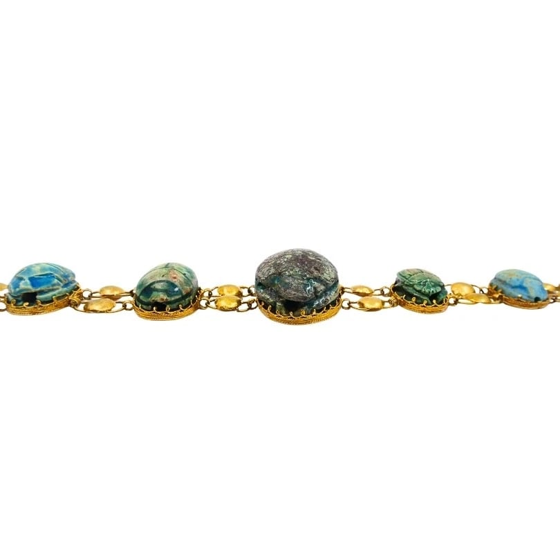 18K Gold Bracelet Ancient Egyptian Scarabs - 8