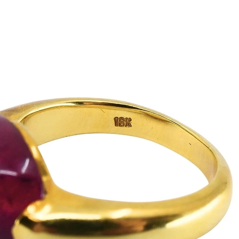 Vintage Tourmaline Ring 18k Gold Estate Jewelry - 10