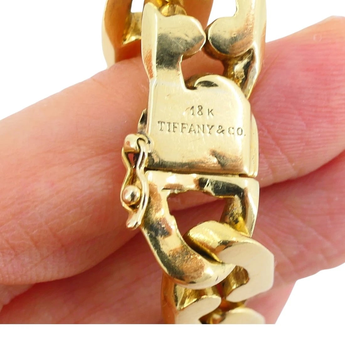 Vintage Tiffany & Co. 18k Gold Chain Bracelet Flat Link - 6