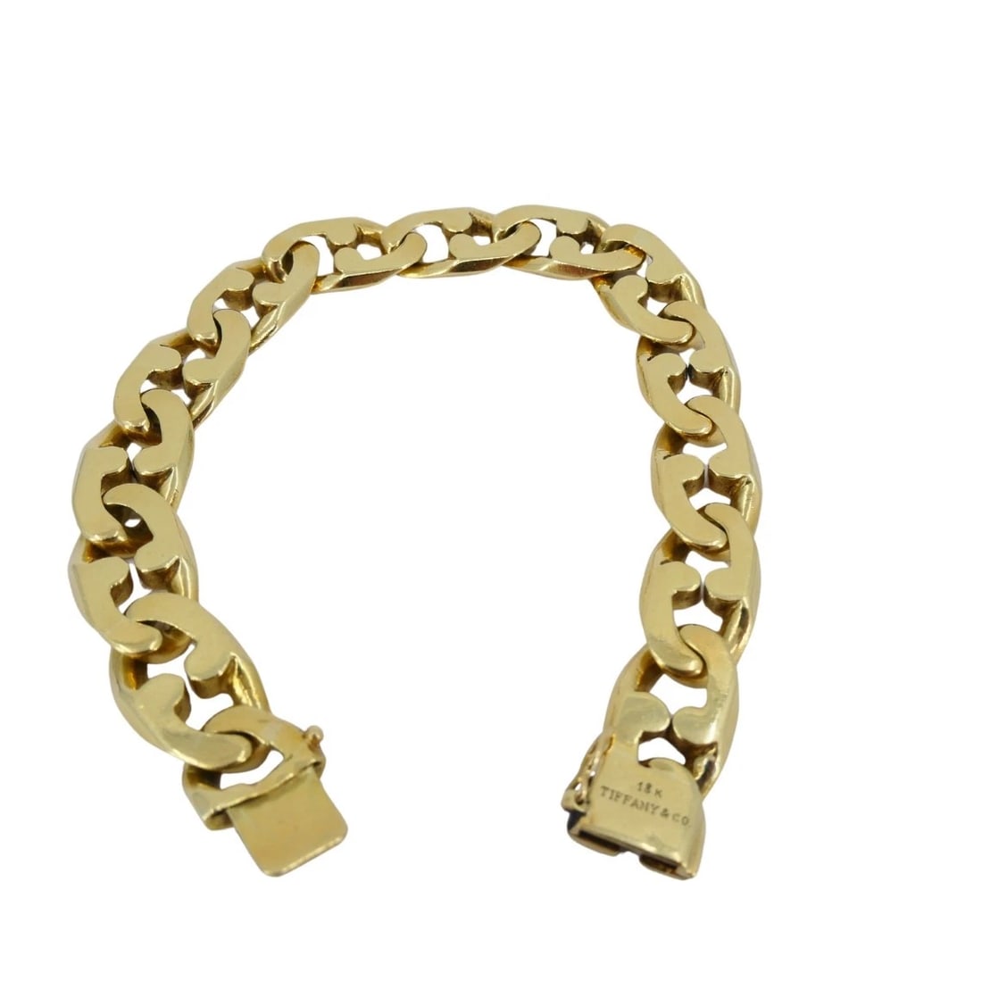 Vintage Tiffany & Co. 18k Gold Chain Bracelet Flat Link - 9