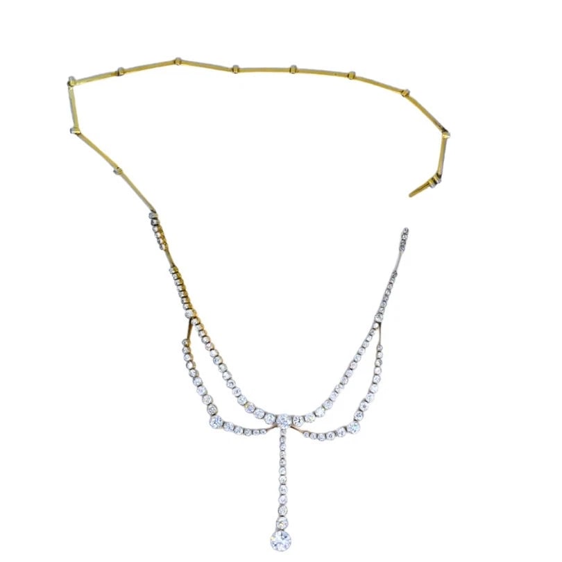 Edwardian Art Deco NECKLACE Platinum Diamond Vintage Jewelry Antique - 5