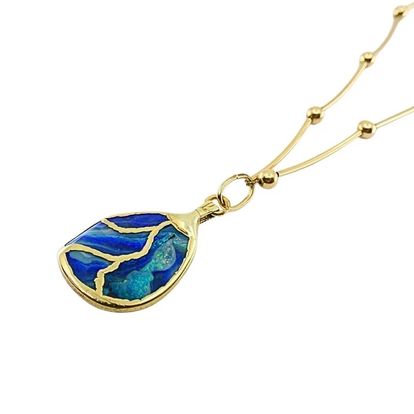 Opal Necklace 14k Gold Collar Necklace with Beads - 10