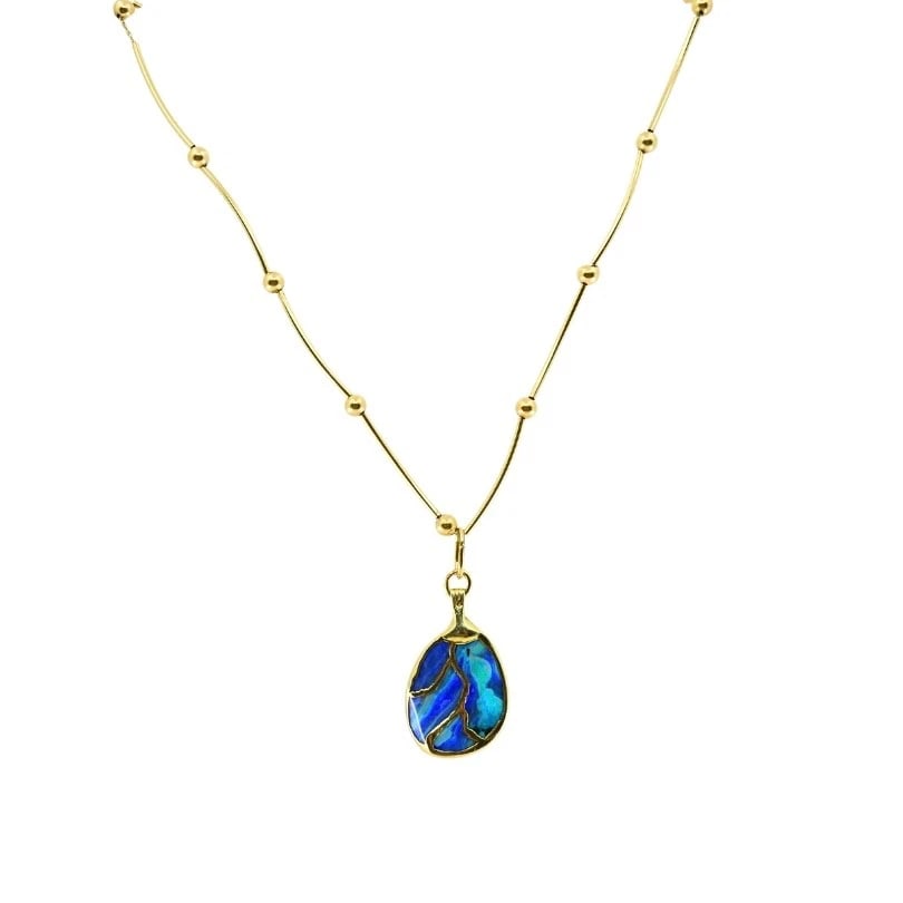 Opal Necklace 14k Gold Collar Necklace with Beads: Title: Opal Necklace 14k Gold Collar Necklace with Beads Description: Product details: DESNER: nknown CRCA: Late 20th Century MATERALS: 14K old, 10K old EMSTONE: Opal WEHT: 11.9 rams MEASREMENTS: Pend