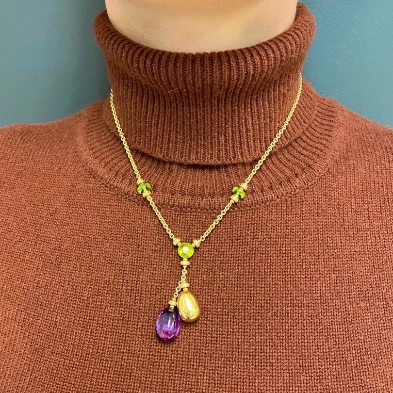 Bvlgari Bulgari 88 Club 18K Gold Amethyst Peridot Necklace - 3