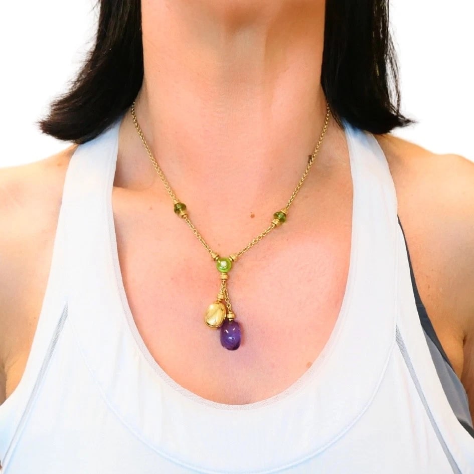 Bvlgari Bulgari 88 Club 18K Gold Amethyst Peridot Necklace - 4