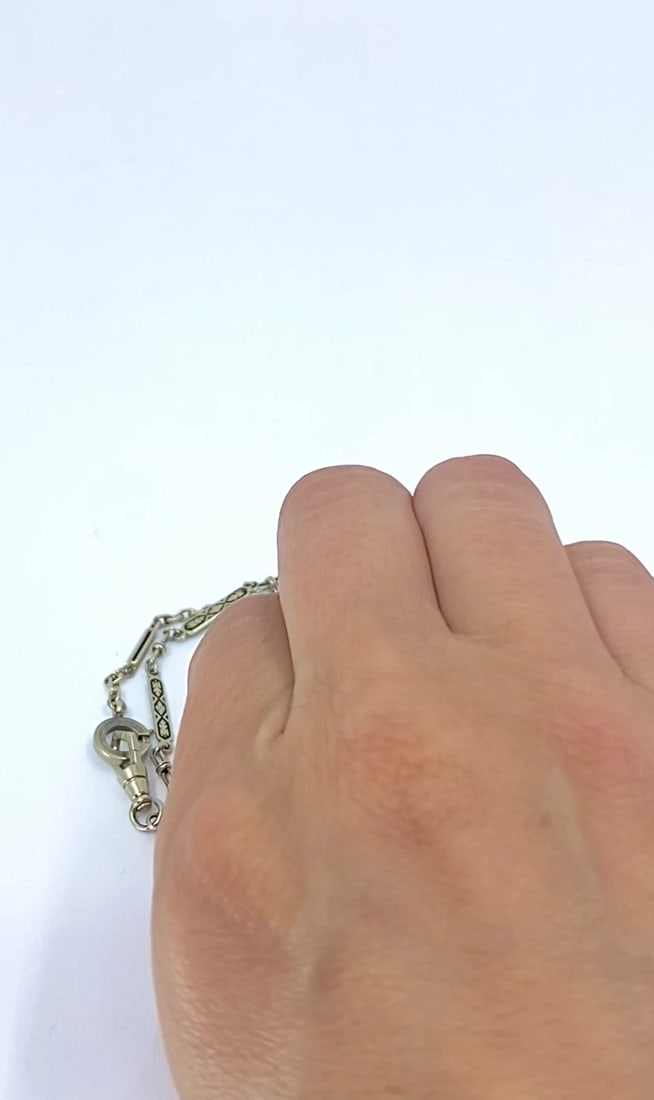 14k White Gold Chain Necklace Black Enamel - 2