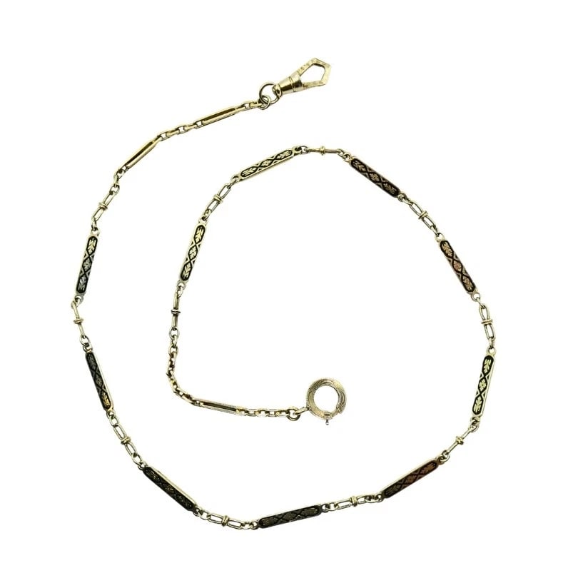 14k White Gold Chain Necklace Black Enamel - 6