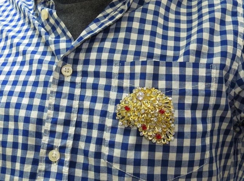 Erwin Pearl 8.00 Carat Natural Diamonds and Red Spinel Brooch 18Kt Ref 12332** - 3