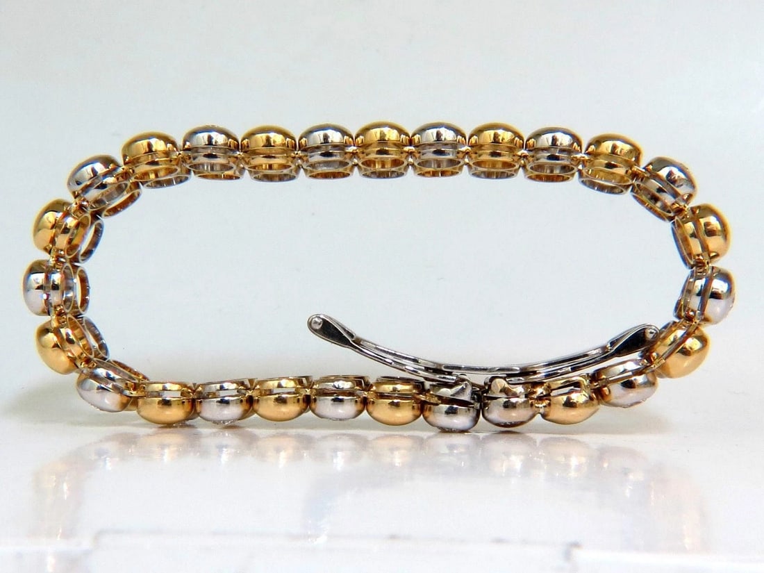 5.00CT 18KT DIAMONDS ROUNDS TWO TONED DOMED LINK BRACELET G/VS RARE** - 6