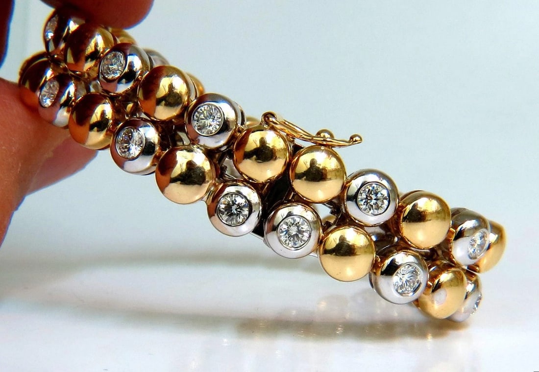 5.00CT 18KT DIAMONDS ROUNDS TWO TONED DOMED LINK BRACELET G/VS RARE** - 7