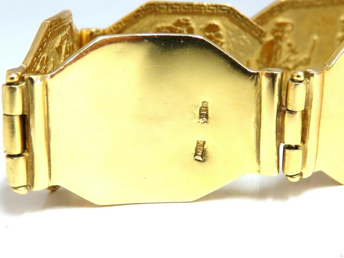 Egyptian Hieroglyphics Statement Cuff Bracelet 18kt Gold 10983** - 6