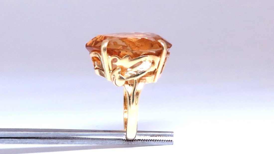 20ct. Natural Pear Citrine Victorian Solitaire Style Ring 18kt Gold Ref 12298** - 6