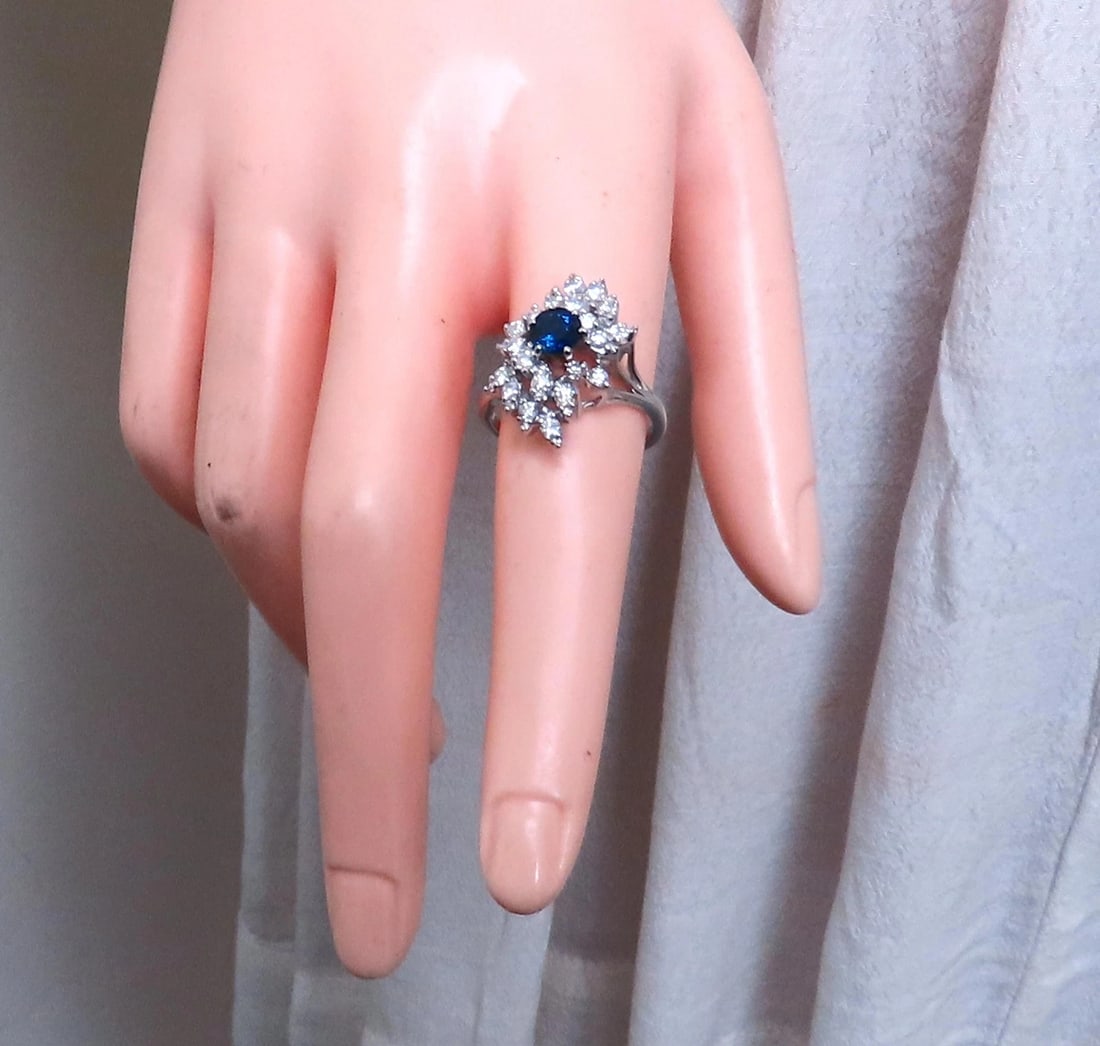 .94ct. Natural Blue Sapphire Diamonds Cluster Ring 14kt 84424** - 5