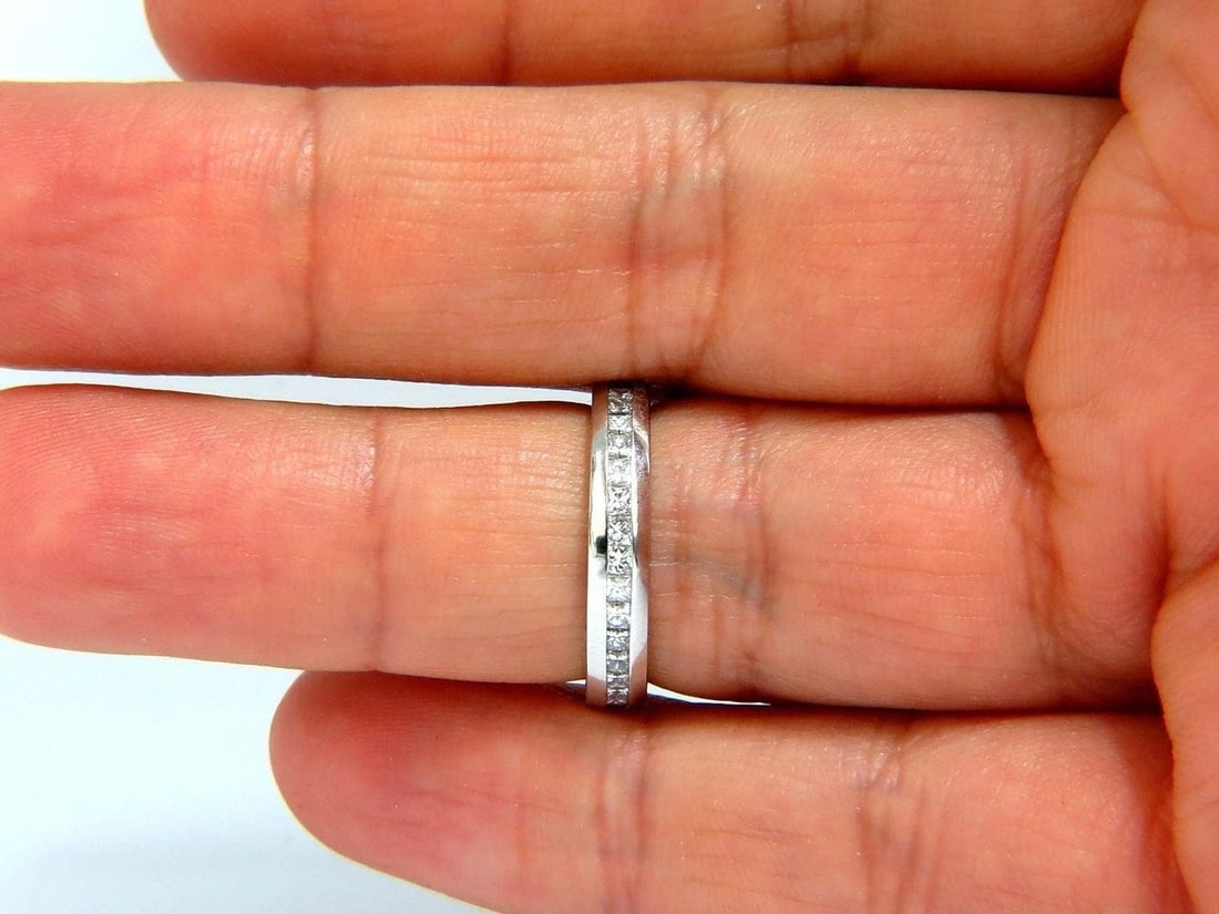 1.20CT PRINCESS DIAMONDS ETERNITY BAND RING 14KT G/VS SIZE 7 3.8MM 10349** - 5