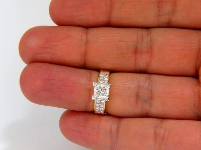 GIA 1.03ct Princess Cut Diamonds Ring and Channel Side Diamond Brilliant 42455** - 7