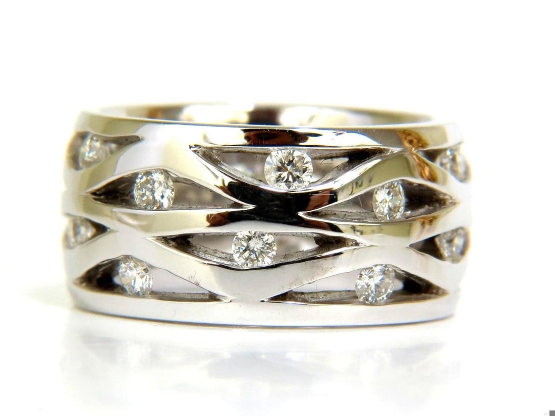 18KT .75CT DIAMOND 3D CHANNEL WAVE WIDE BAND 10.50MM SIZE 6.5 10067** - 5