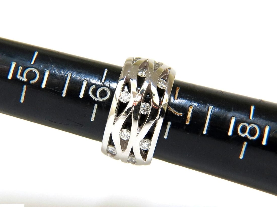 18KT .75CT DIAMOND 3D CHANNEL WAVE WIDE BAND 10.50MM SIZE 6.5 10067** - 7