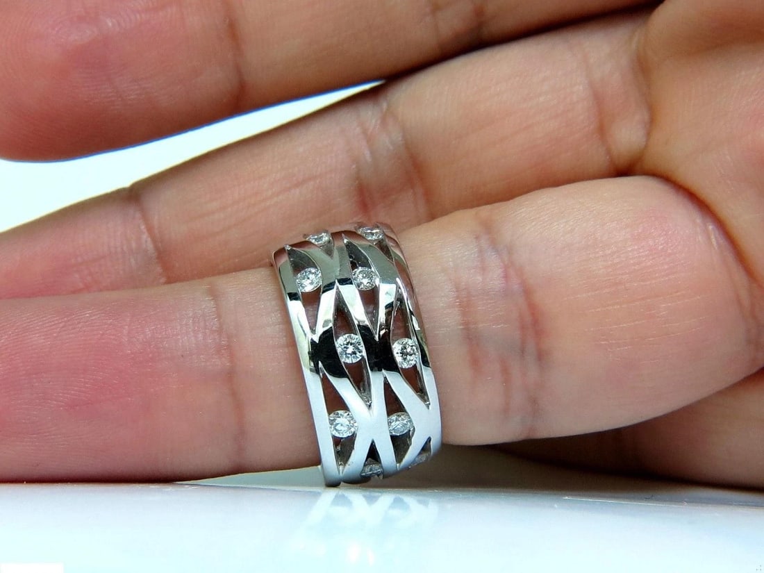18KT .75CT DIAMOND 3D CHANNEL WAVE WIDE BAND 10.50MM SIZE 6.5 10067** - 8