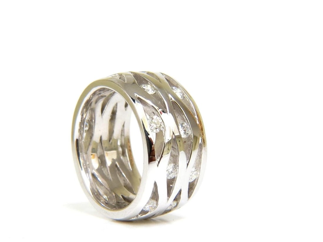 18KT .75CT DIAMOND 3D CHANNEL WAVE WIDE BAND 10.50MM SIZE 6.5 10067** - 9