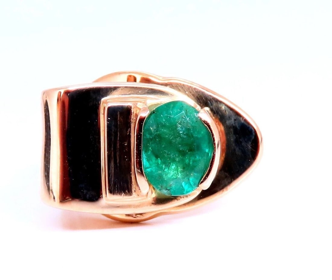 1.34ct Natural Emerald Diamond Ring 14kt Gold Bow - 4