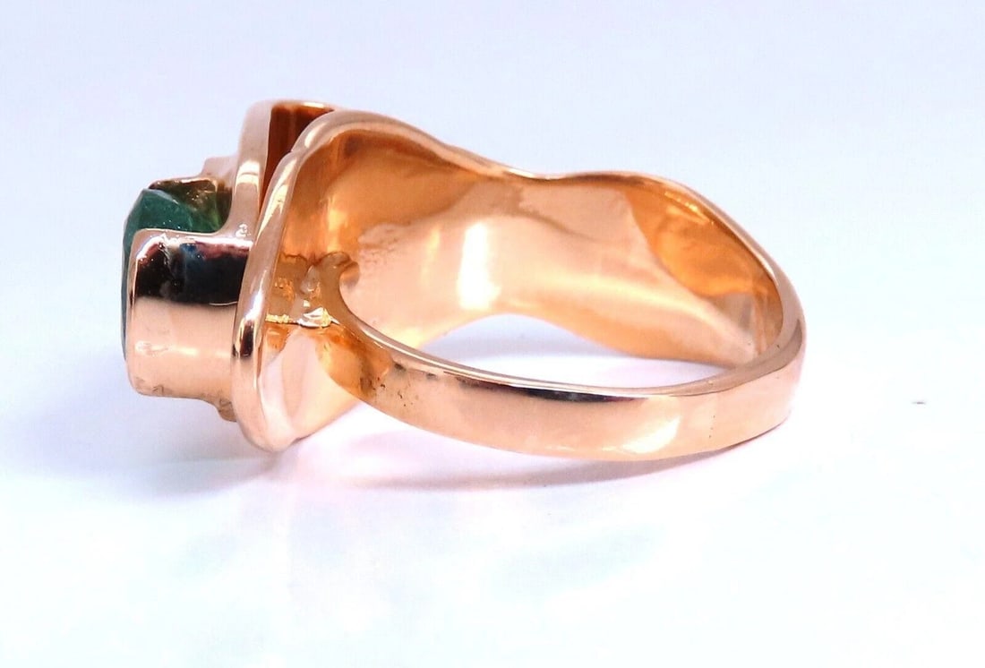 1.34ct Natural Emerald Diamond Ring 14kt Gold Bow - 5