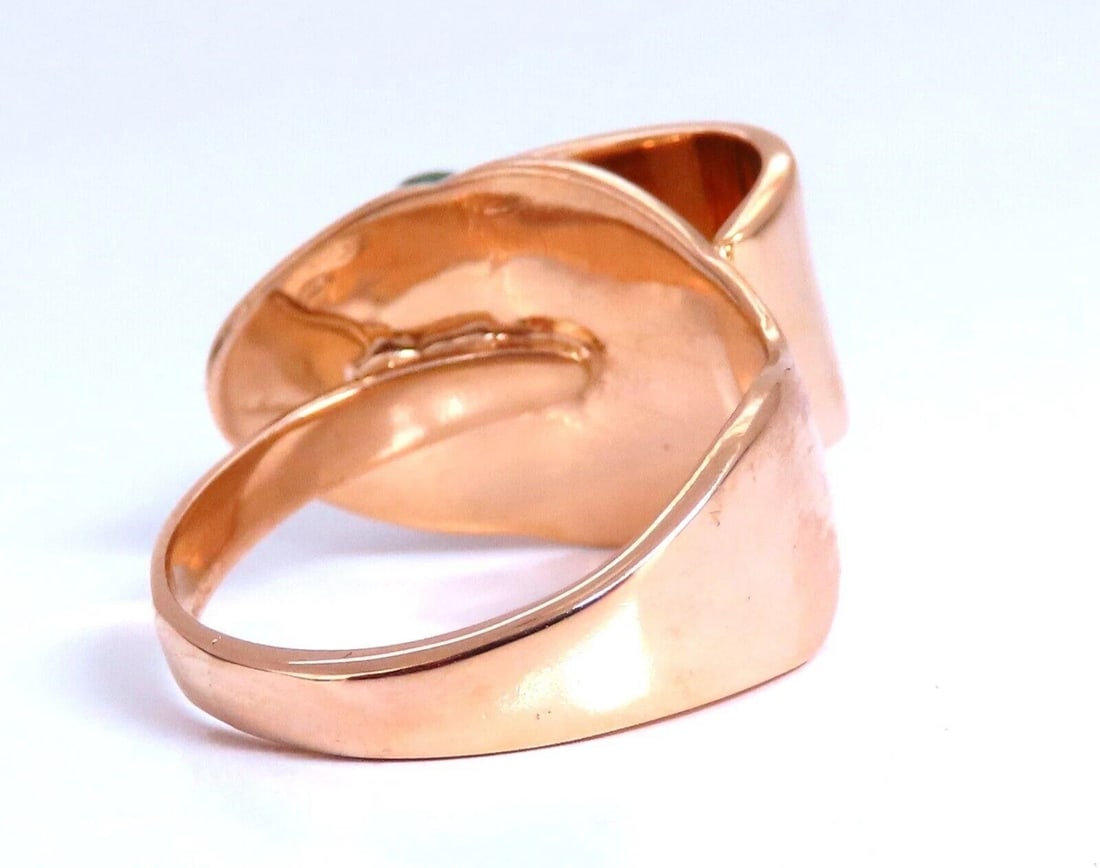 1.34ct Natural Emerald Diamond Ring 14kt Gold Bow - 6